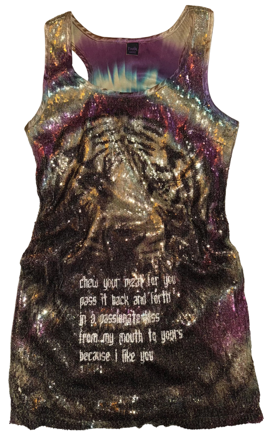 Chew your food back and forth sequin dress M