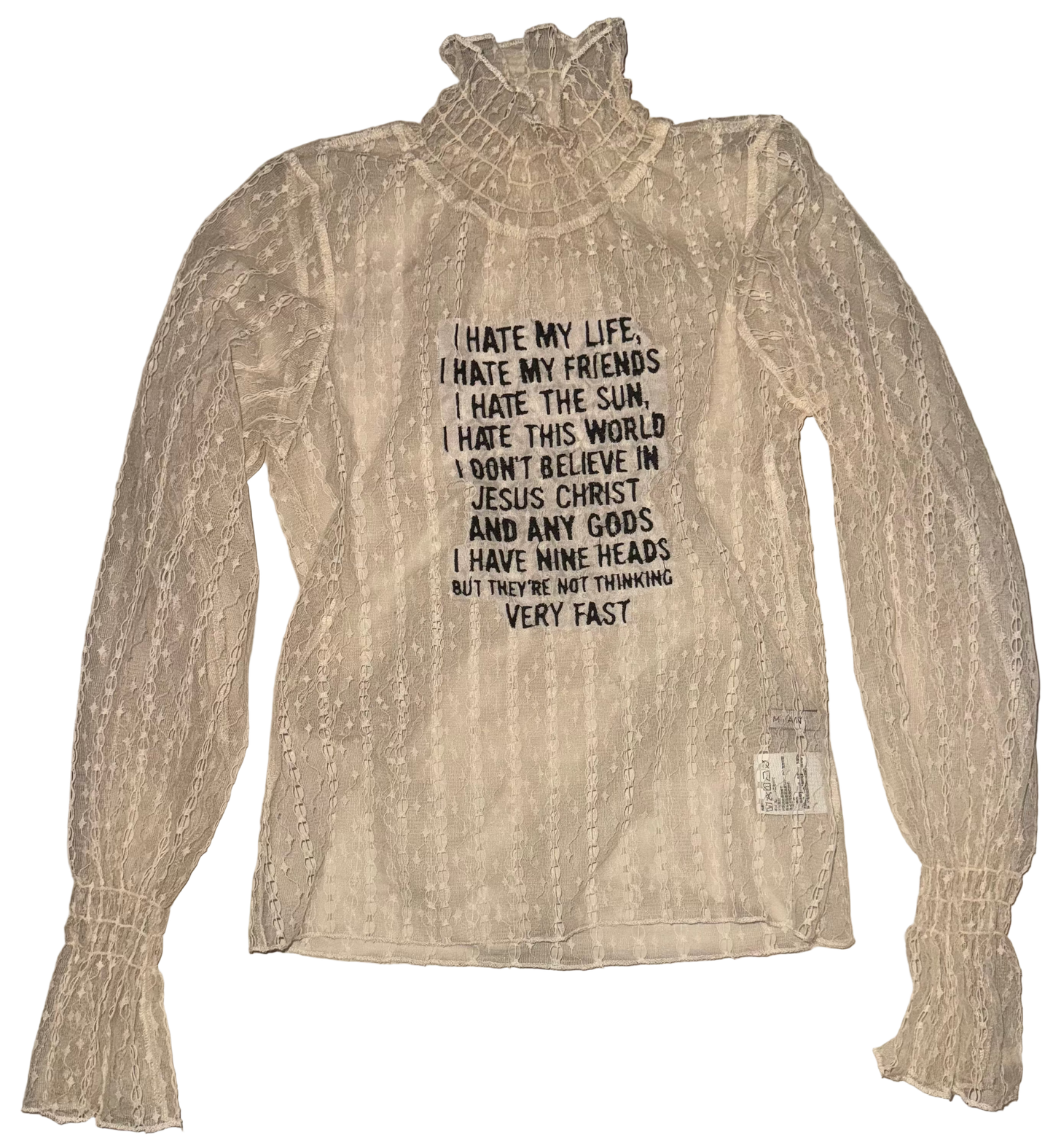 I hate my life I hate my friends sheer lace top S