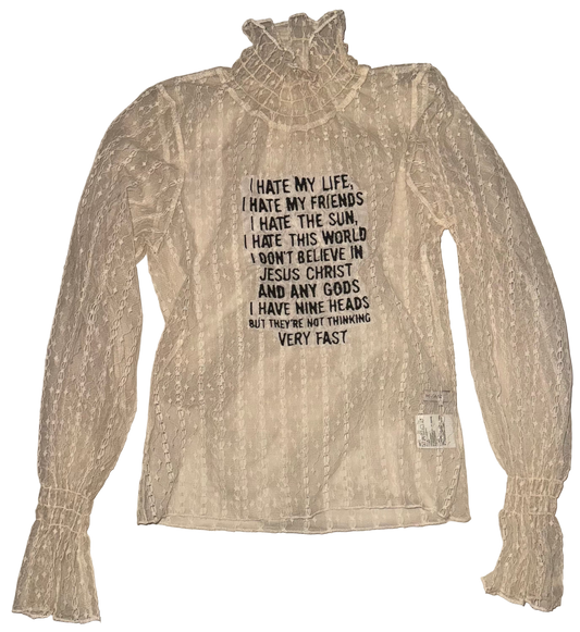 I hate my life I hate my friends sheer lace top S