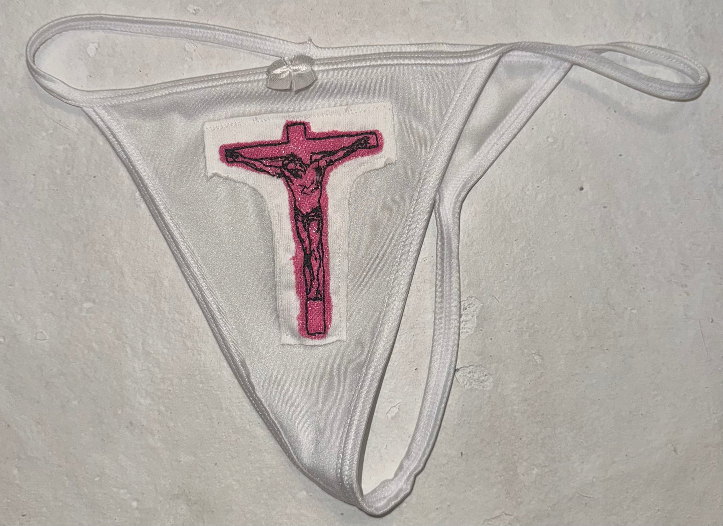 Jesus Christ on a cross secret pocket thong M
