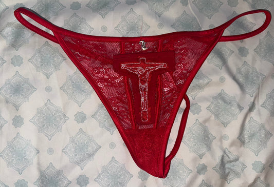 Jesus Christ on a cross hidden pocket thong XL