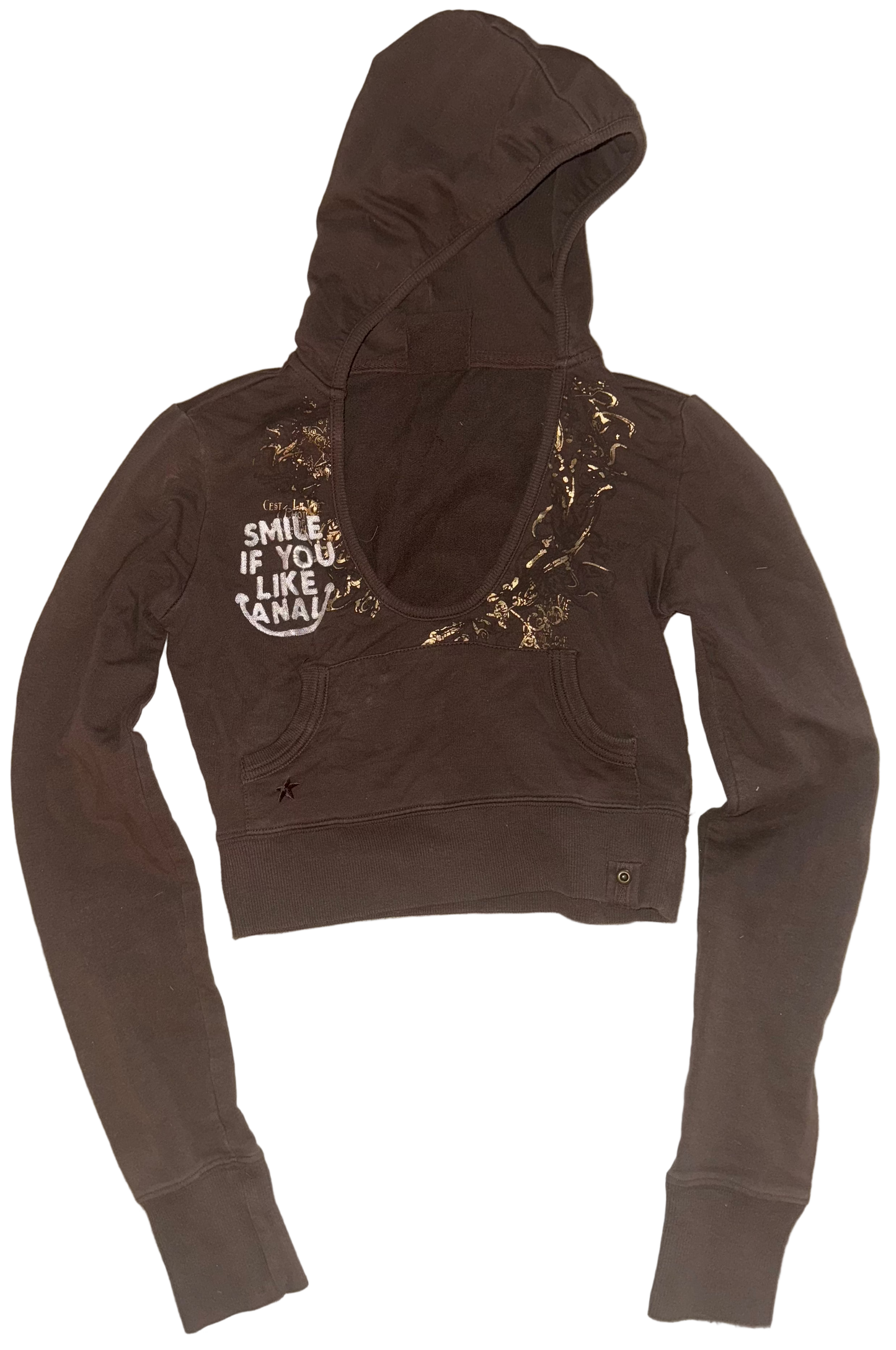 smile if you like anal cropped fitted hoodie S