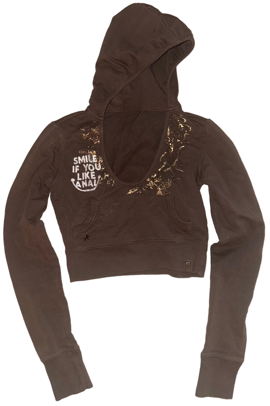 smile if you like anal cropped fitted hoodie S