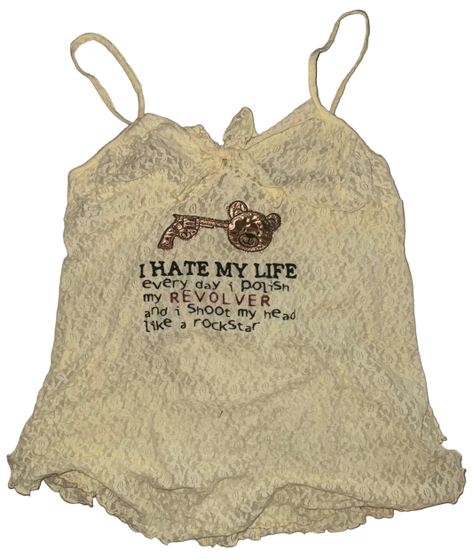I hate my life rockstar sheer lace tank M