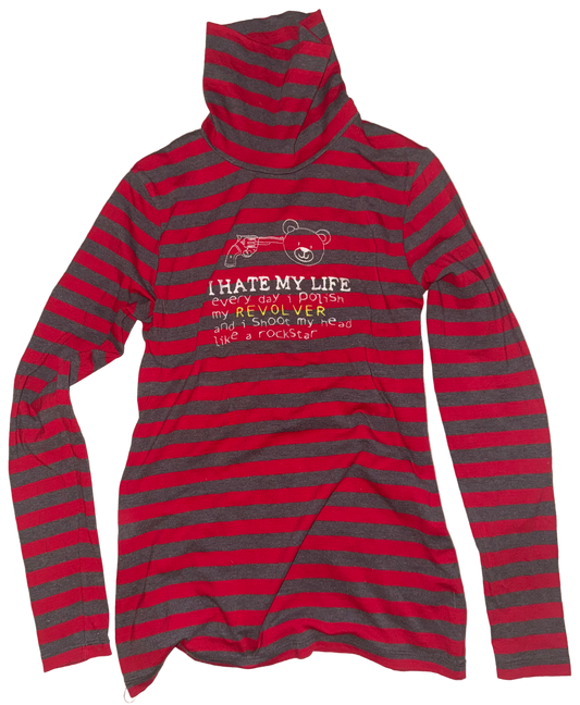 I hate my life teddy turtle neck long sleeve top M