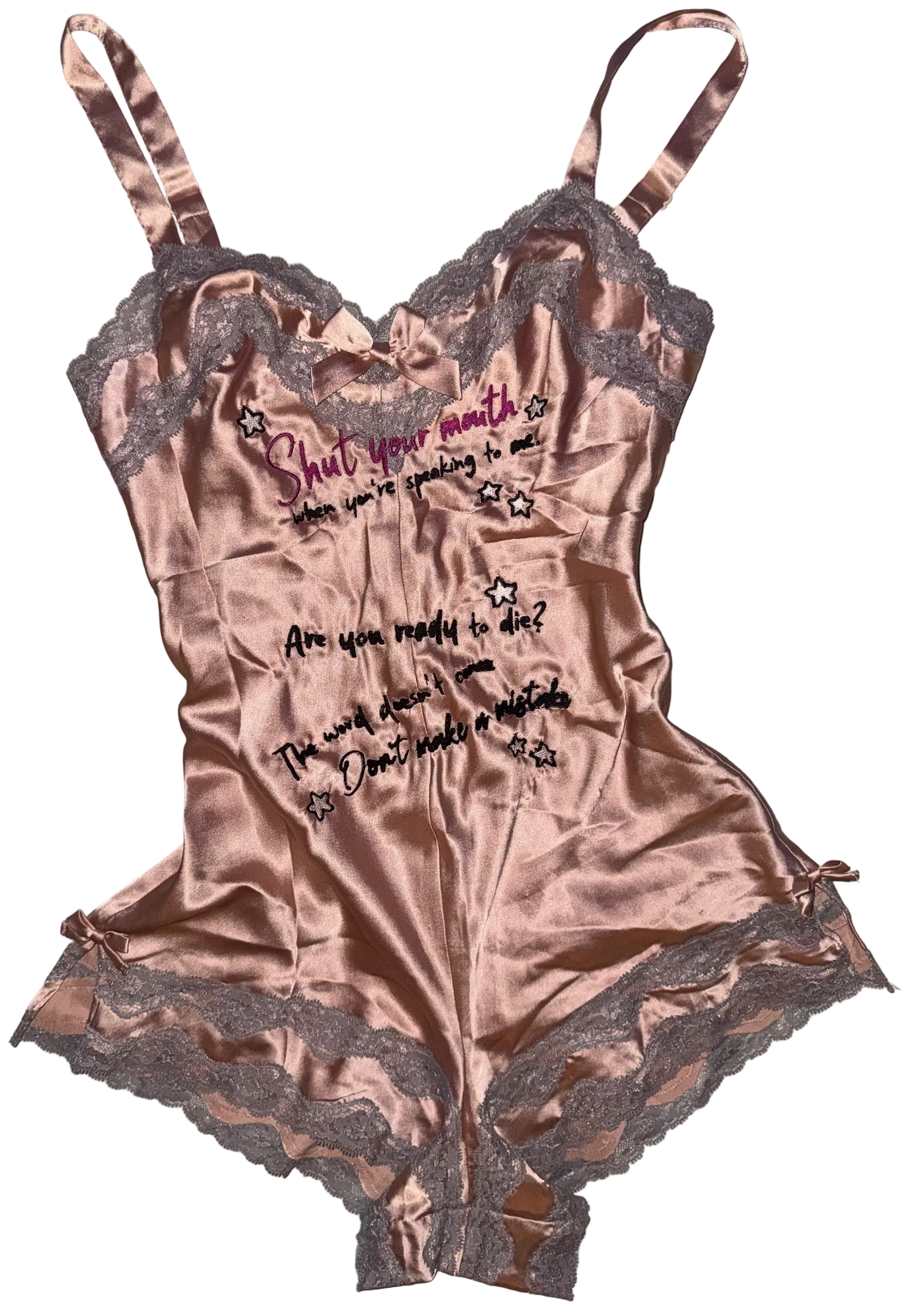 Shut up when your speaking to me silky onesie M