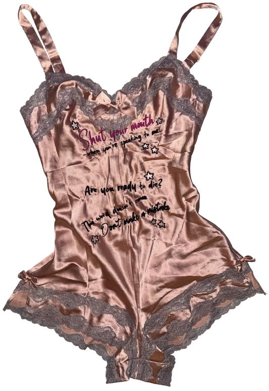 Shut up when your speaking to me silky onesie M