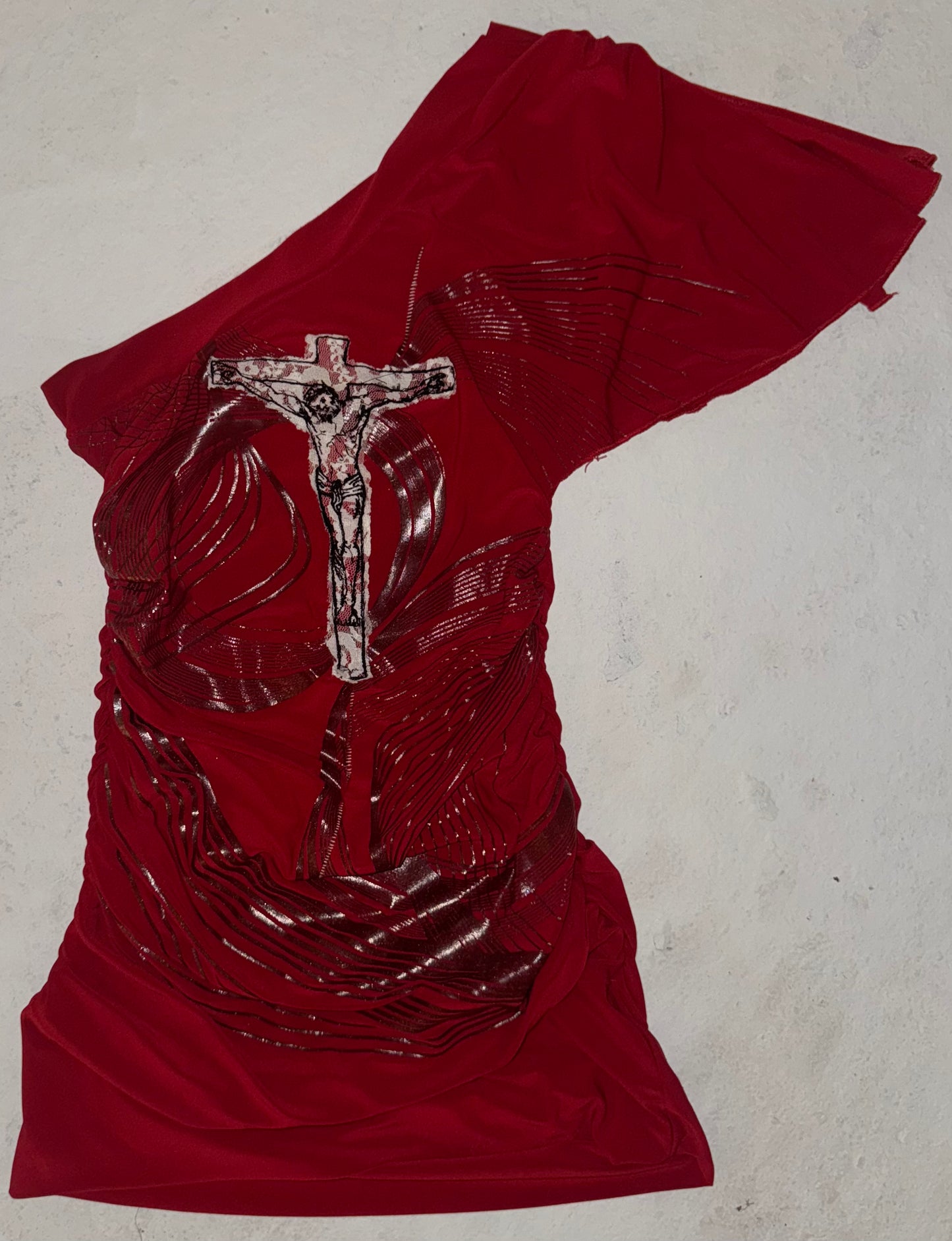 Jesus Christ on a cross asymmetrical top S