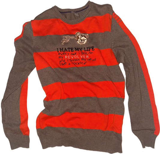 I hate my life striped sweater M