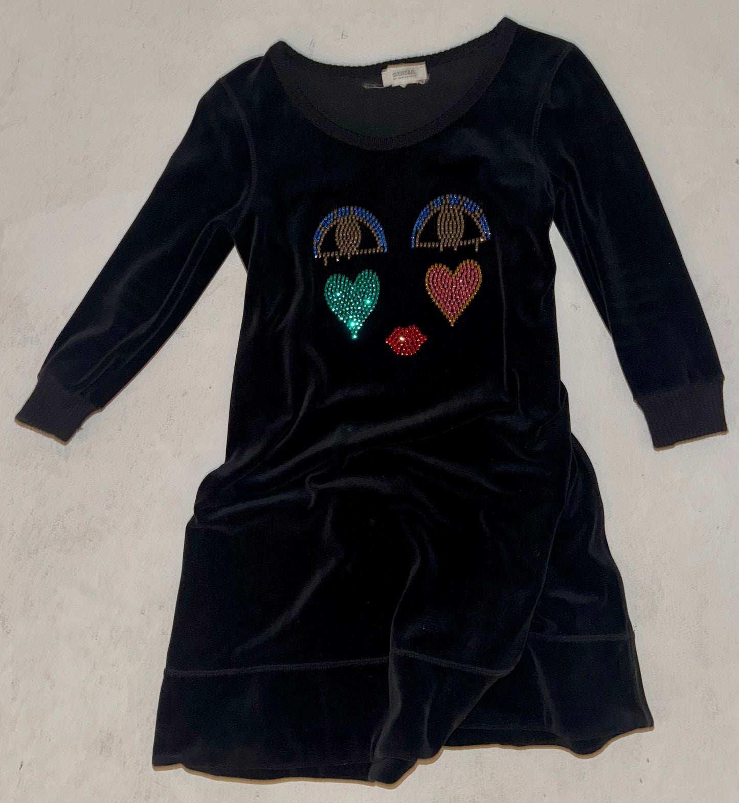 Sonia Rykel cut face rhinestone plush dress S