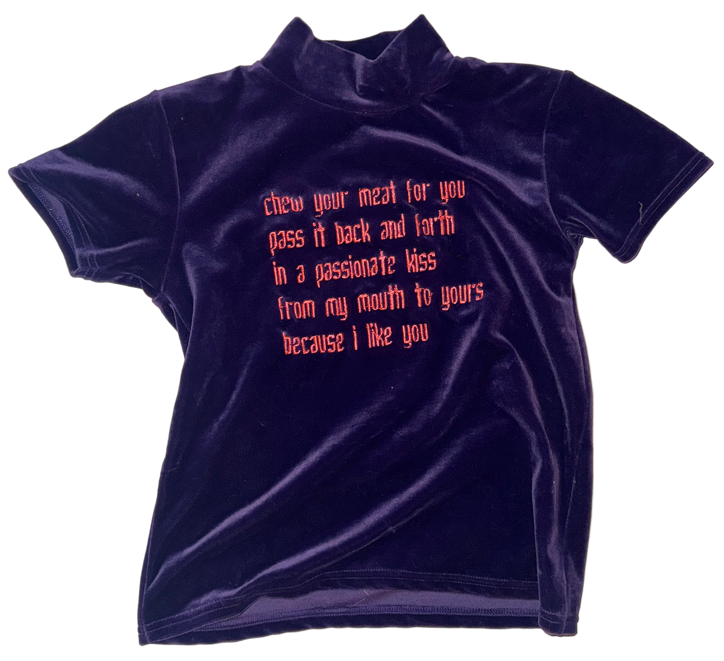 Chew your food back and forth plush mock neck top S