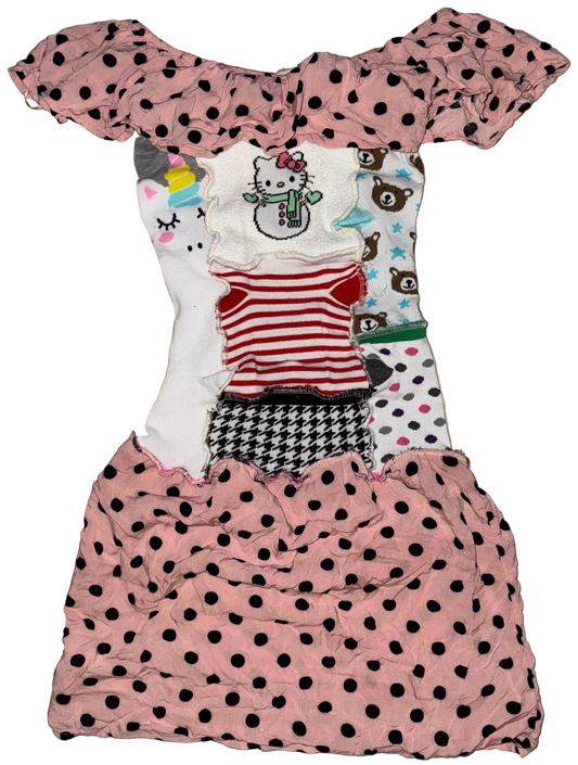 Poka dot snow kitty sock dress S