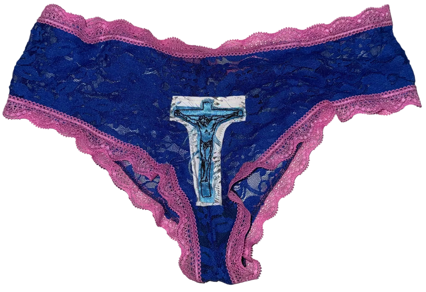 Jesus Christ on a cross hidden pocket lace panties L