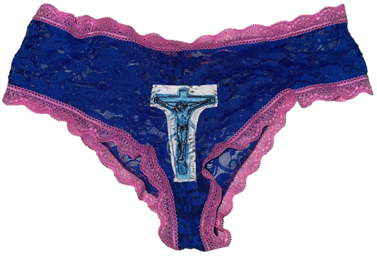 Jesus Christ on a cross hidden pocket lace panties L