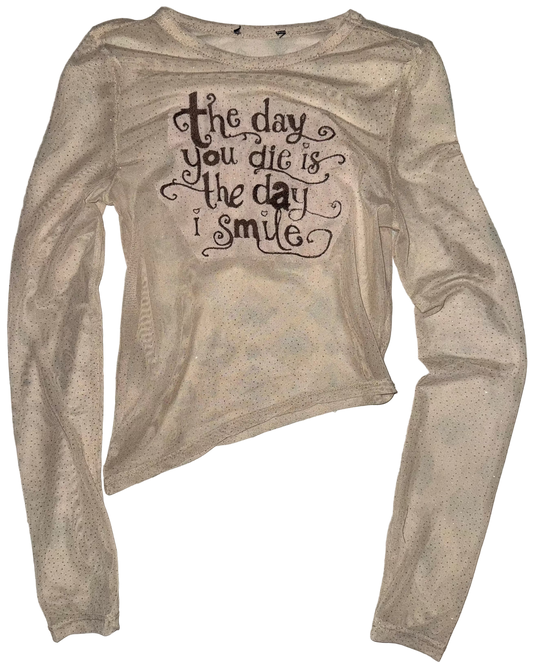 Sheer asymmetrical cut glitter sheer top S