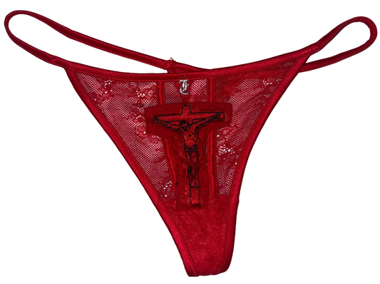 Jesus Christ on a juicy couture cross hidden pocket thong M
