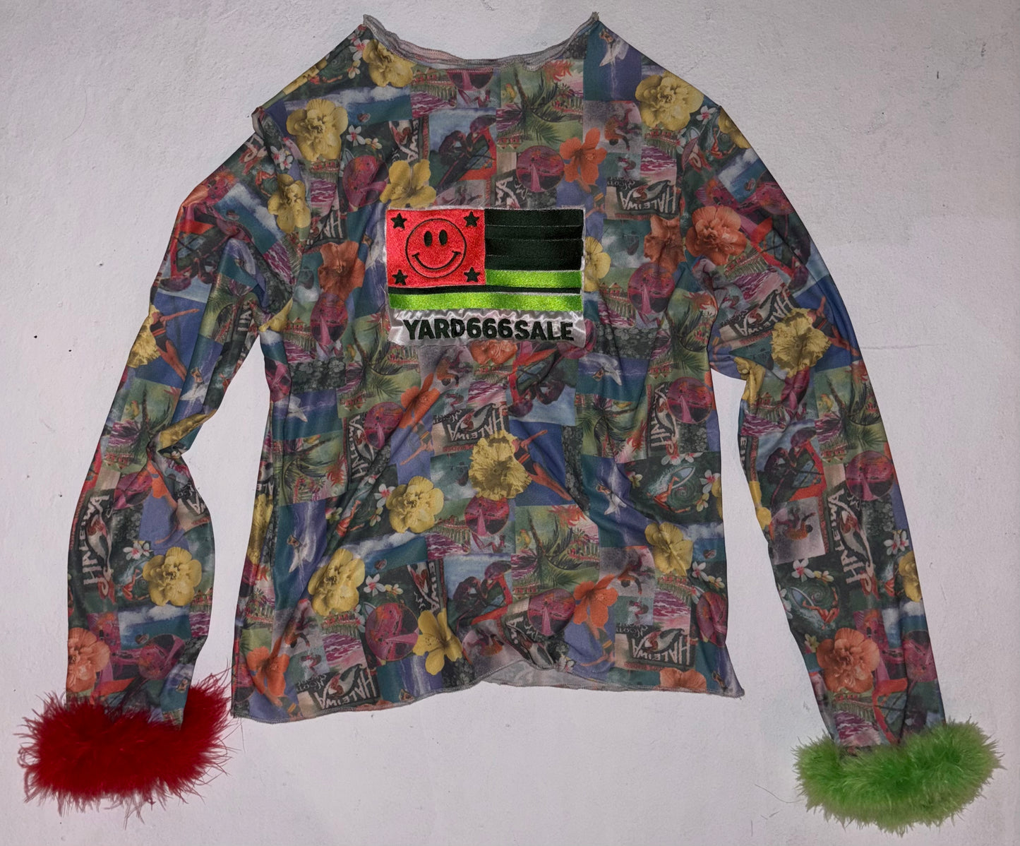 Gender : Yard666sale pride flag feather trjm long sleeve top XL