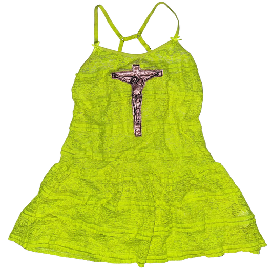 Jesus Christ on a cross lace dress L