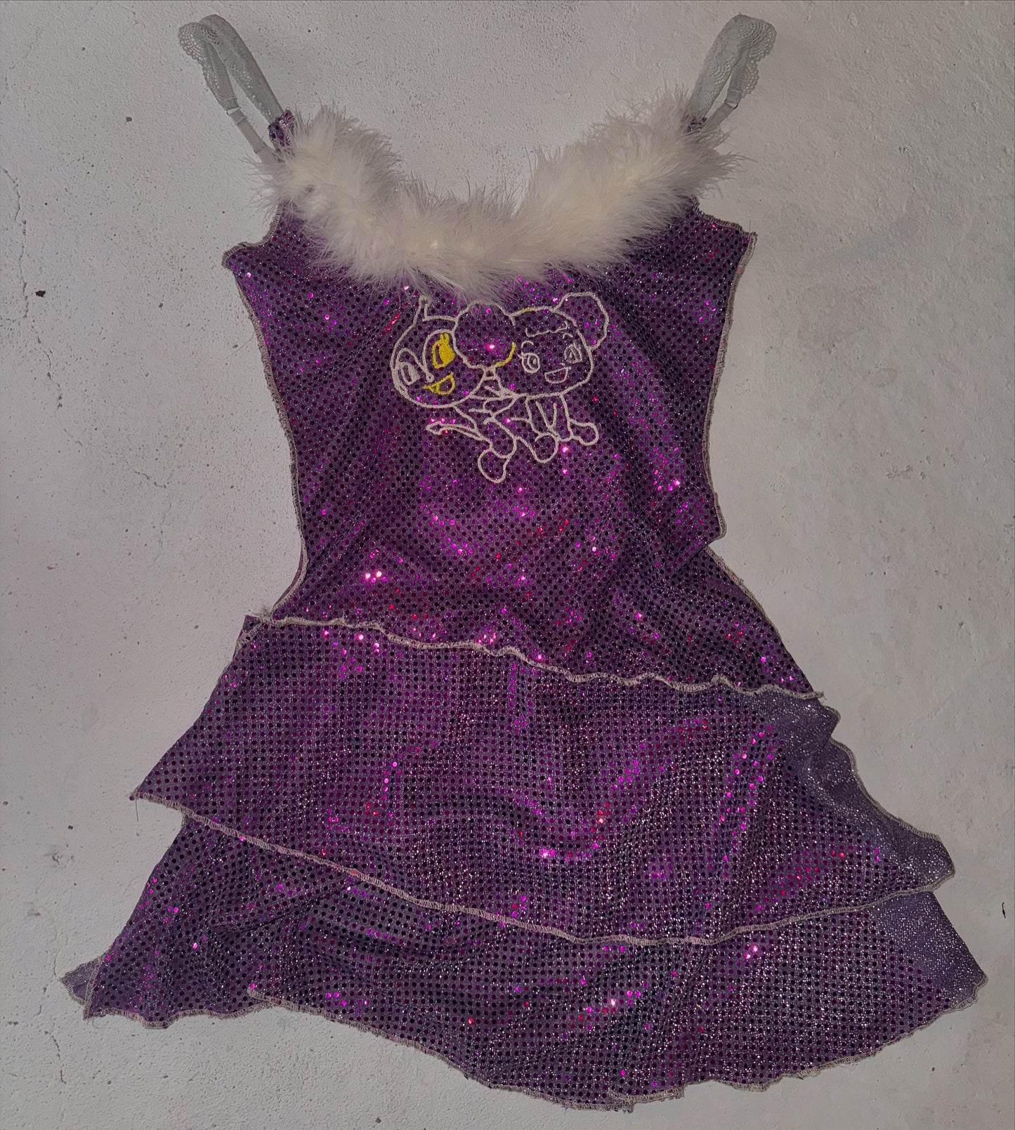 Humpers glitter dress feather trim S