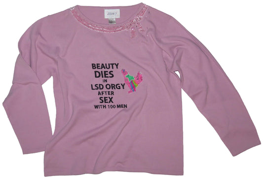 beauty dies in lsd orgy beaded sweater XL