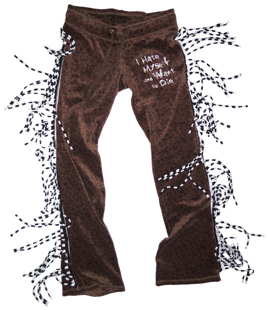 i hate myself and want to die fringe plush pants S